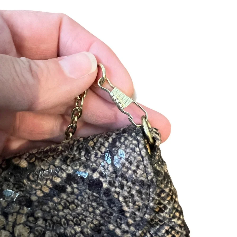 Miss Selfridge Large‎ Python Snake Print Clutch w/Gold Chain Strap Y2K 2000s 90s